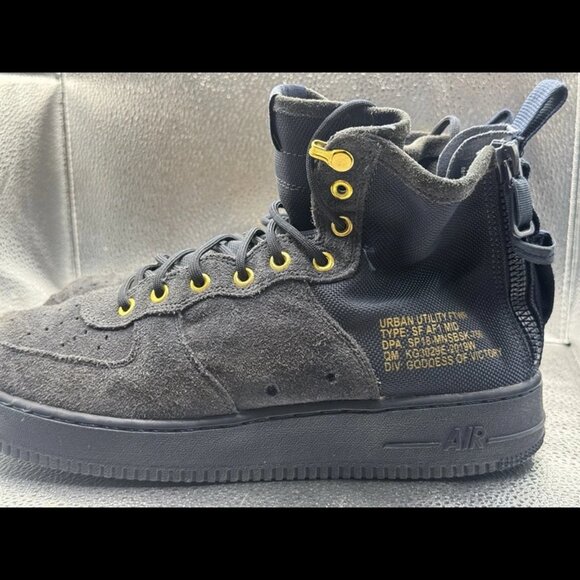 Size 11 - Nike SF Air Force 1 Mid 'Obsidian' Navy Blue/Gold Mens 917753-400 - Picture 8 of 13